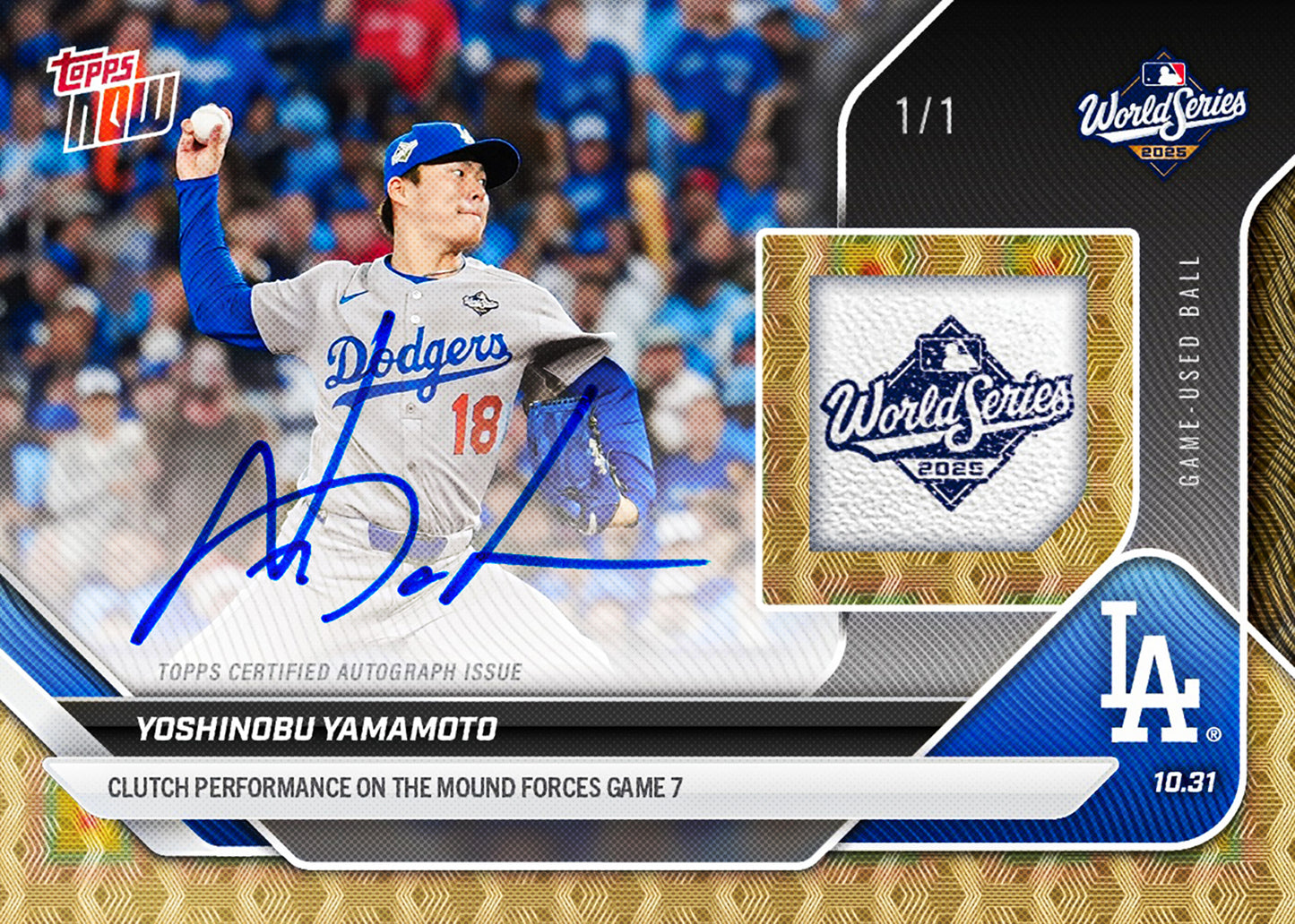 Yoshinobu Yamamoto - 2025 MLB Topps NOW® - Card 916 - PR: 43189