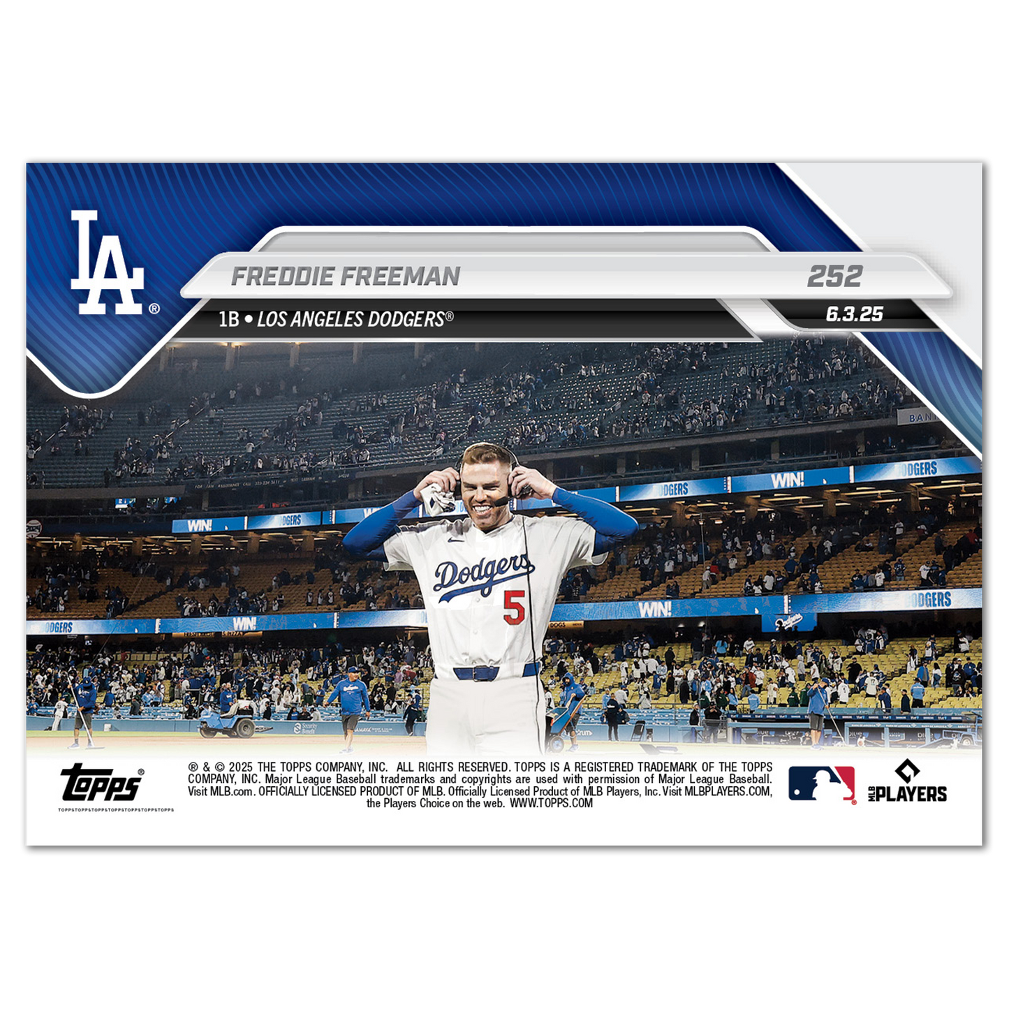 Freddie Freeman - 2025 MLB Topps NOW® - Card 252 - PR: 893