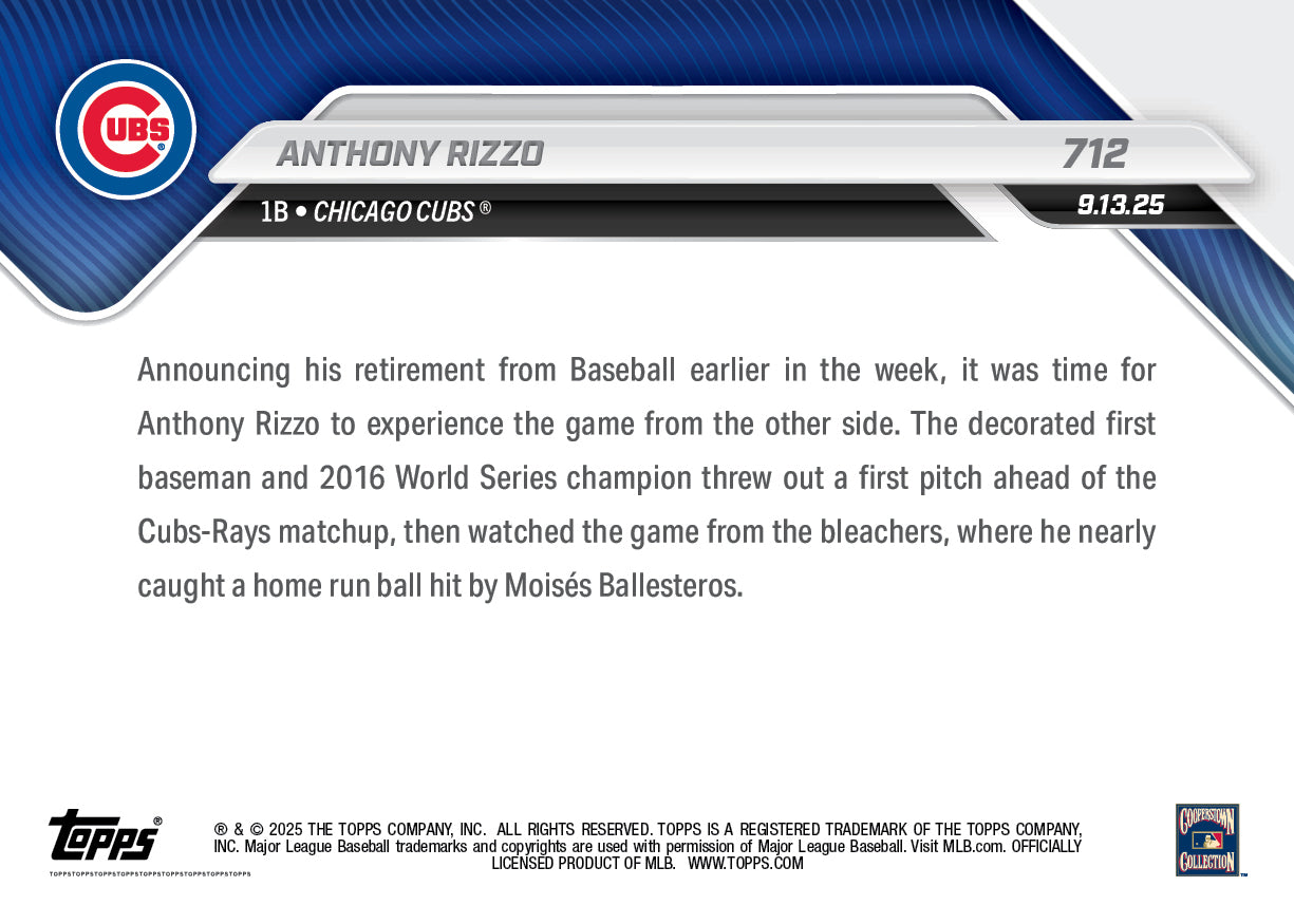 Anthony Rizzo - 2025 MLB Topps NOW® - Card 712 - PR: 1861