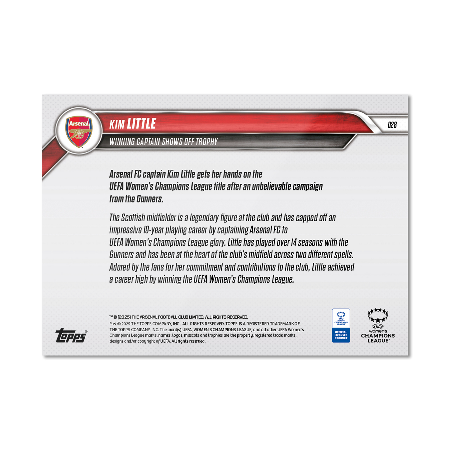 Kim Little - 2024-25 UWCL Topps NOW® - Card 28 - PR: 578