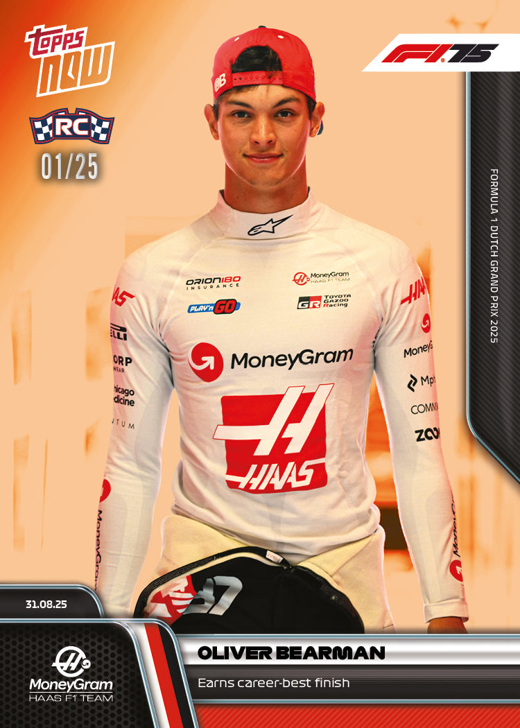 Oliver Bearman - 2025 Formula 1® Topps NOW® - Card 59 - PR: 2017