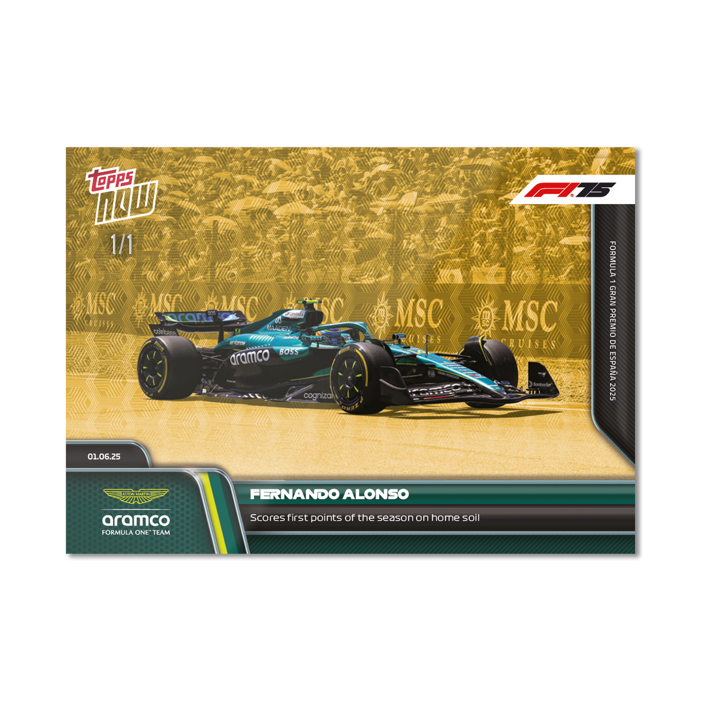Fernando Alonso - 2025 Formula 1® Topps NOW® - Card 43 - PR: 707