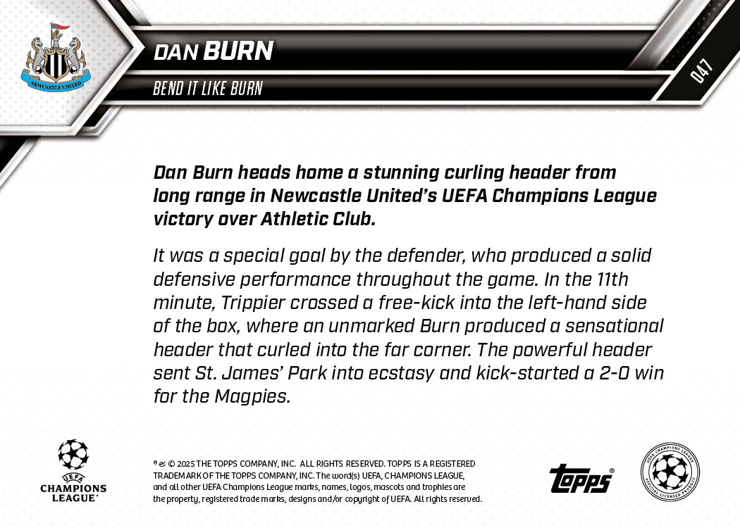 Dan Burn - 2025-26 UCL Topps NOW® - Card 47