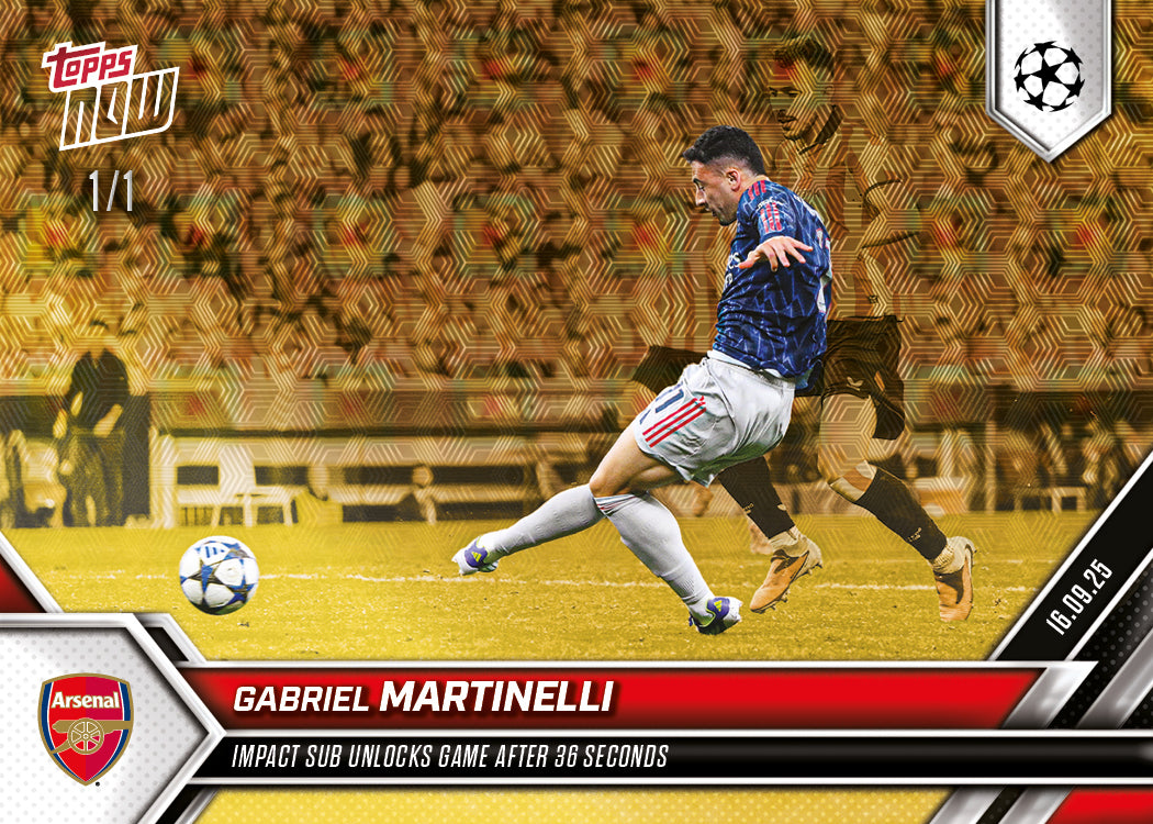 Gabriel Martinelli - 2025-26 UCL Topps NOW® Card 9 - PR: 387