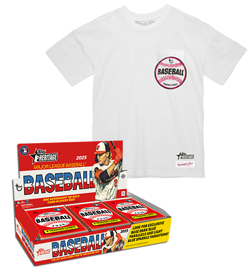 2025 Tops Heritage Hobby Box + Heritage White Pocket Tee Shirt Bundle