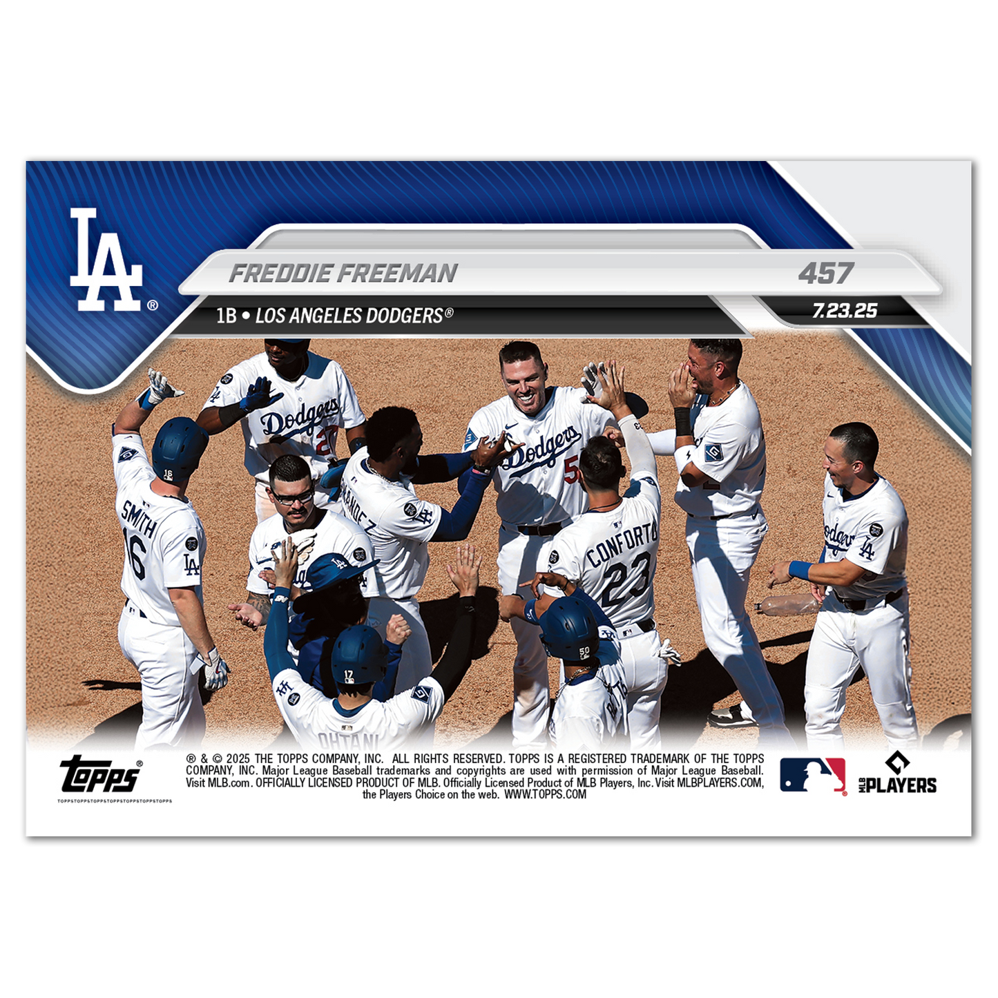 Freddie Freeman - 2025 MLB Topps NOW® - Card 457 - PR: 1073