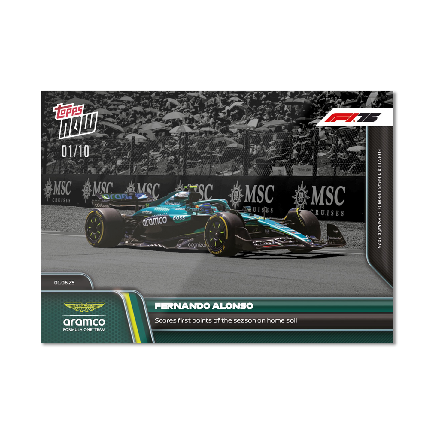 Fernando Alonso - 2025 Formula 1® Topps NOW® - Card 43 - PR: 707