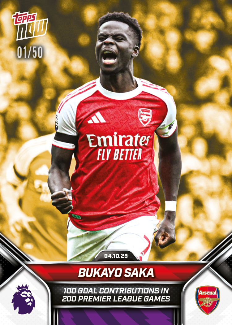 Bukayo Saka - 2025-26 Premier League Topps NOW® - Card 31 - PR: 1025