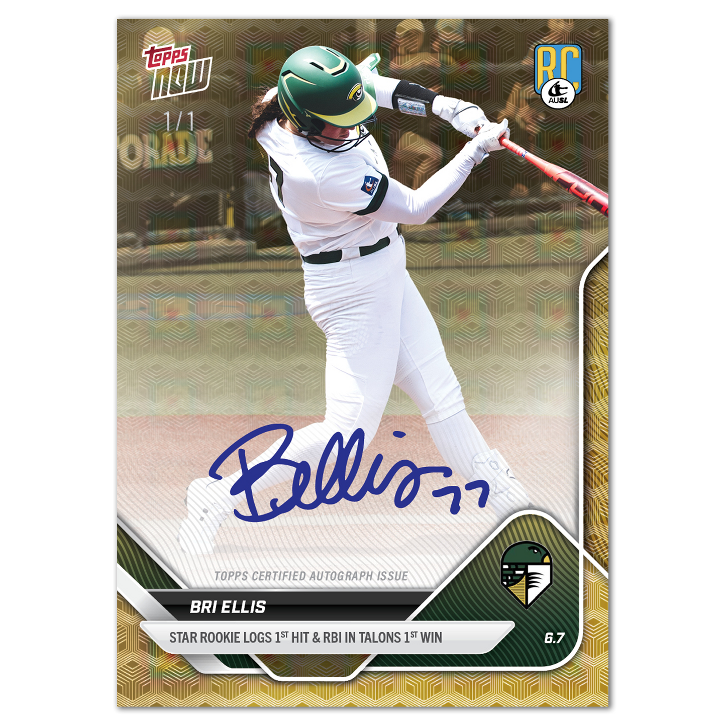 Bri Ellis - 2025 AUSL Topps NOW® - Card 3 - LOOK FOR AUTOS - PR: 2693