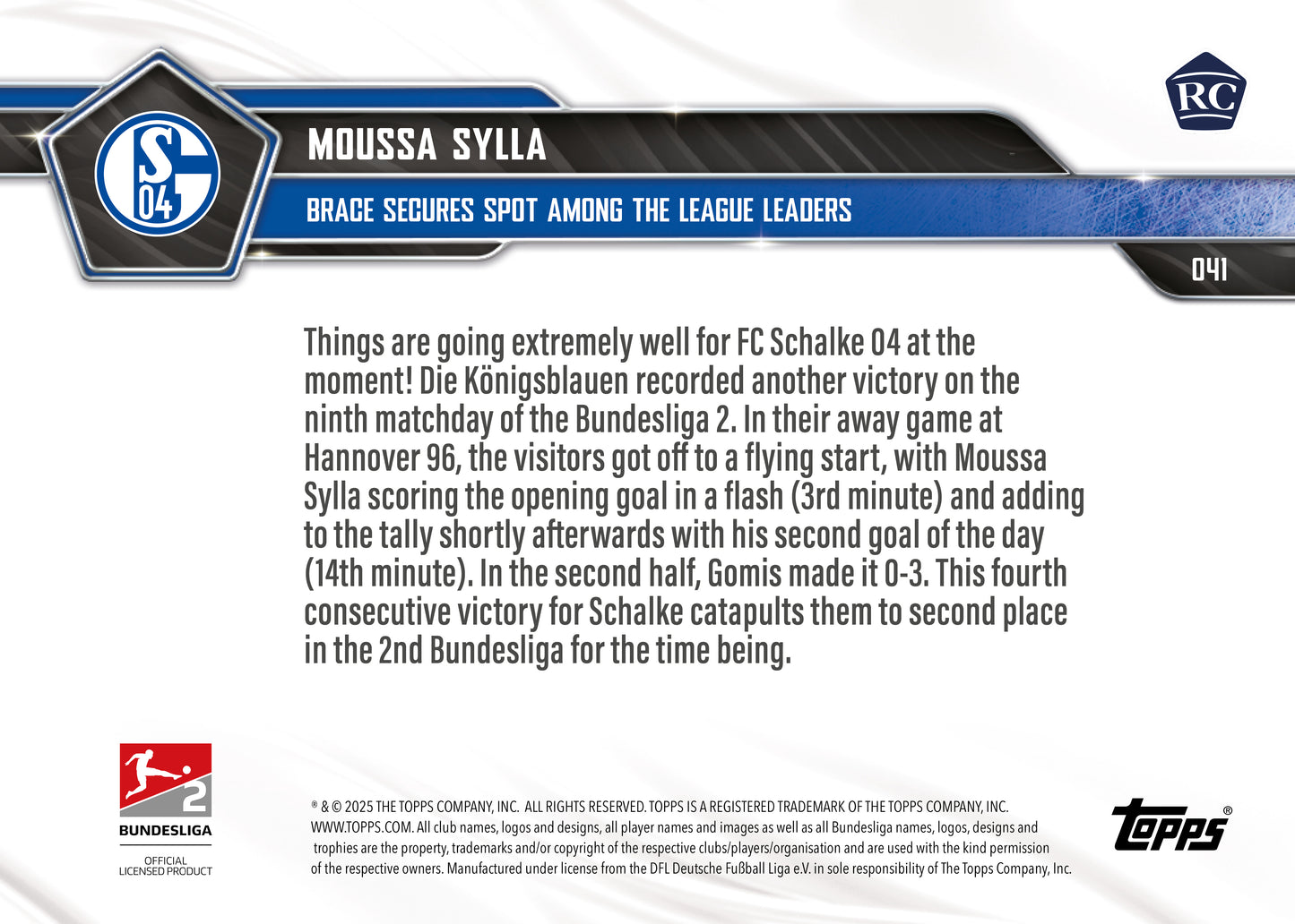 Moussa Sylla - 2025-26 Bundesliga Topps NOW® - Card 41 - PR: 489