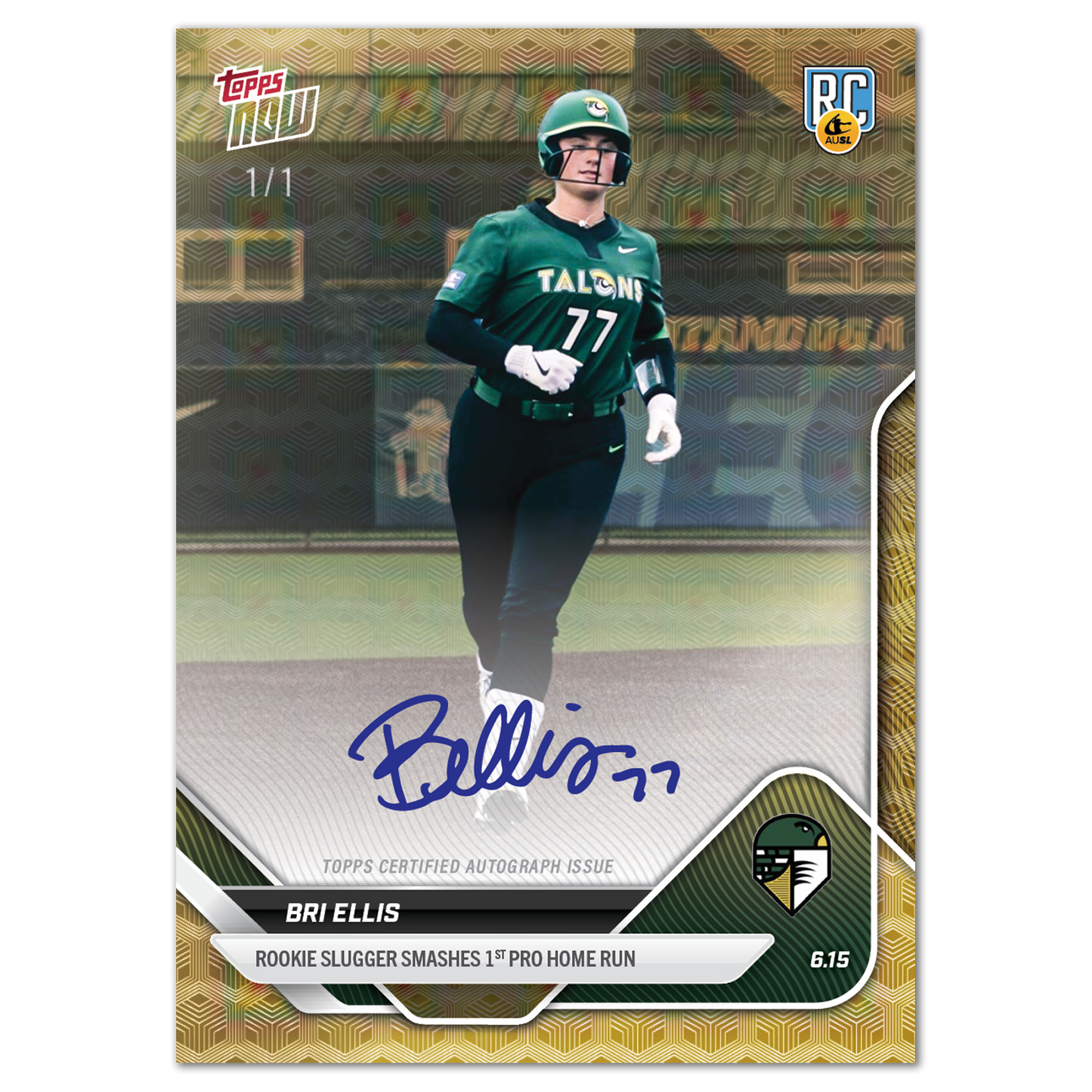 Bri Ellis - 2025 AUSL Topps NOW® - Card 7 - LOOK FOR AUTOS - PR: 1183