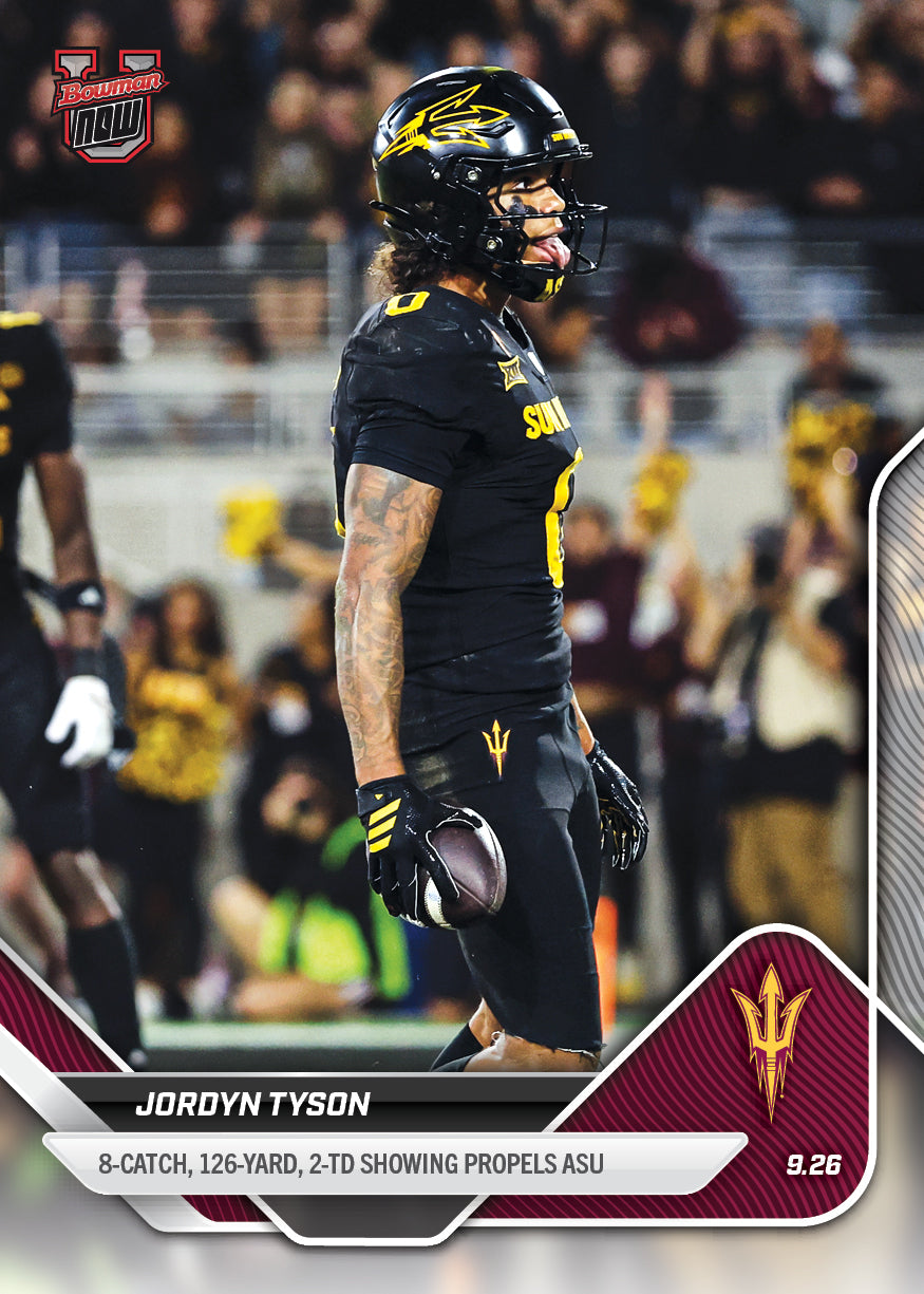 Jordyn Tyson - 2025-26 Bowman U NOW® Football - Card 18 - PR: 605