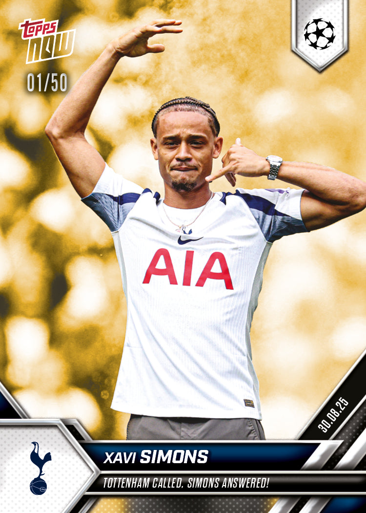 Xavi Simons - 2025-26 UCL Topps NOW® Card 6 - PR: 896