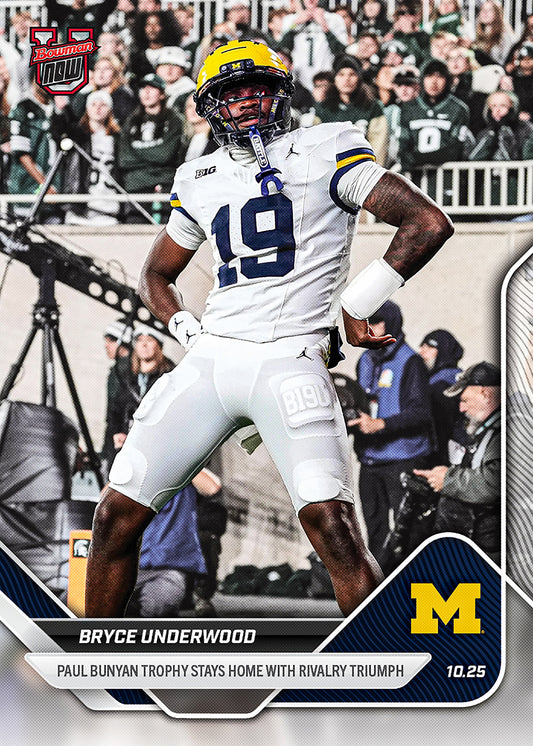 Bryce Underwood - 2025-26 Bowman U NOW® Football - Card 36 - PR: 2391