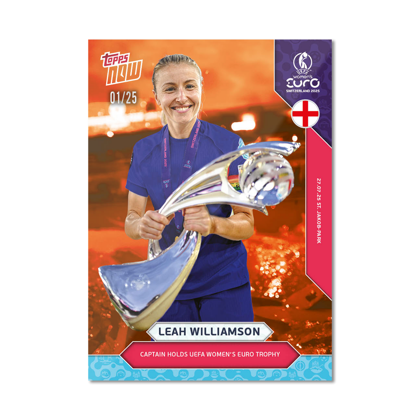 Leah Williamson - UEFA Women’s EURO 2025™ Topps NOW® - Card 27 - LOOK FOR AUTO - PR: 915