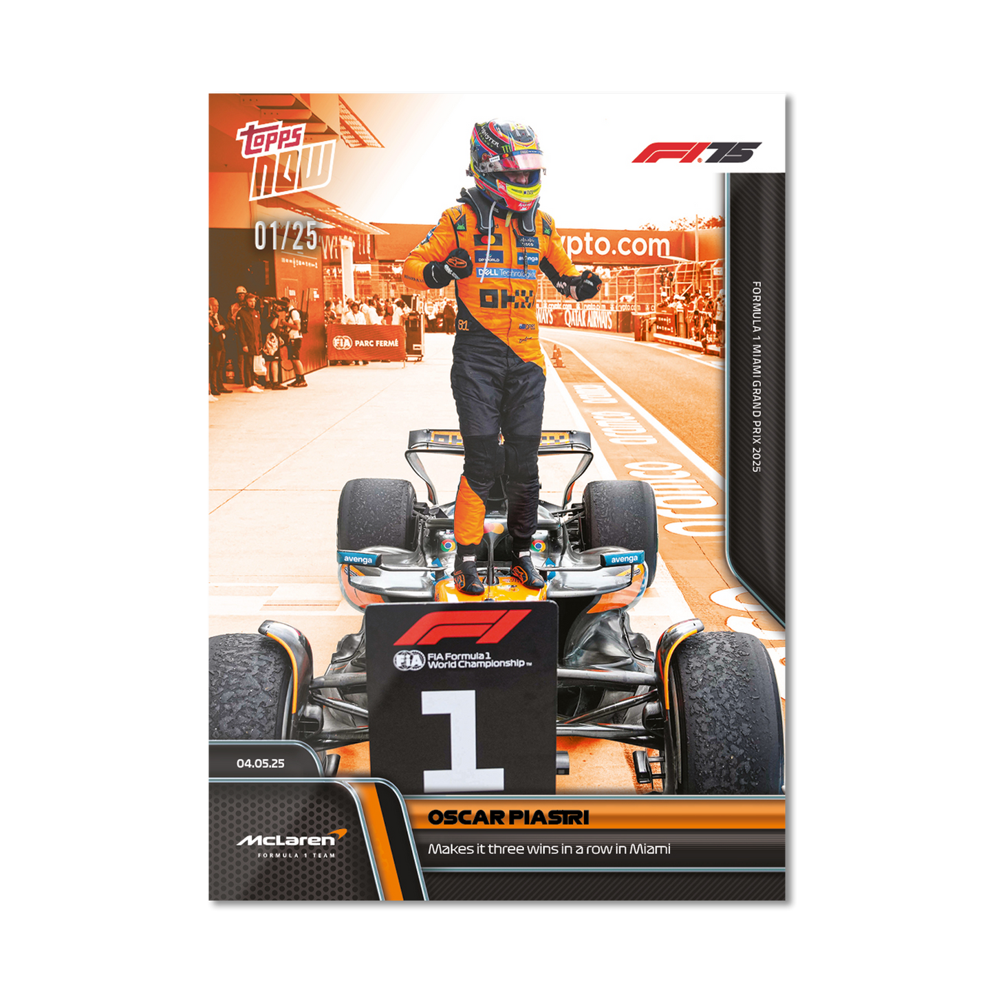 Oscar Piastri - 2025 Formula 1® Topps NOW® - Card 34 - PR: 2260