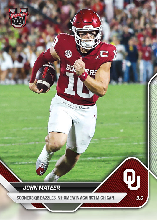 John Mateer - 2025-26 Bowman U NOW® Football - Card 9 - LOOK FOR RELICS - PR: 3481