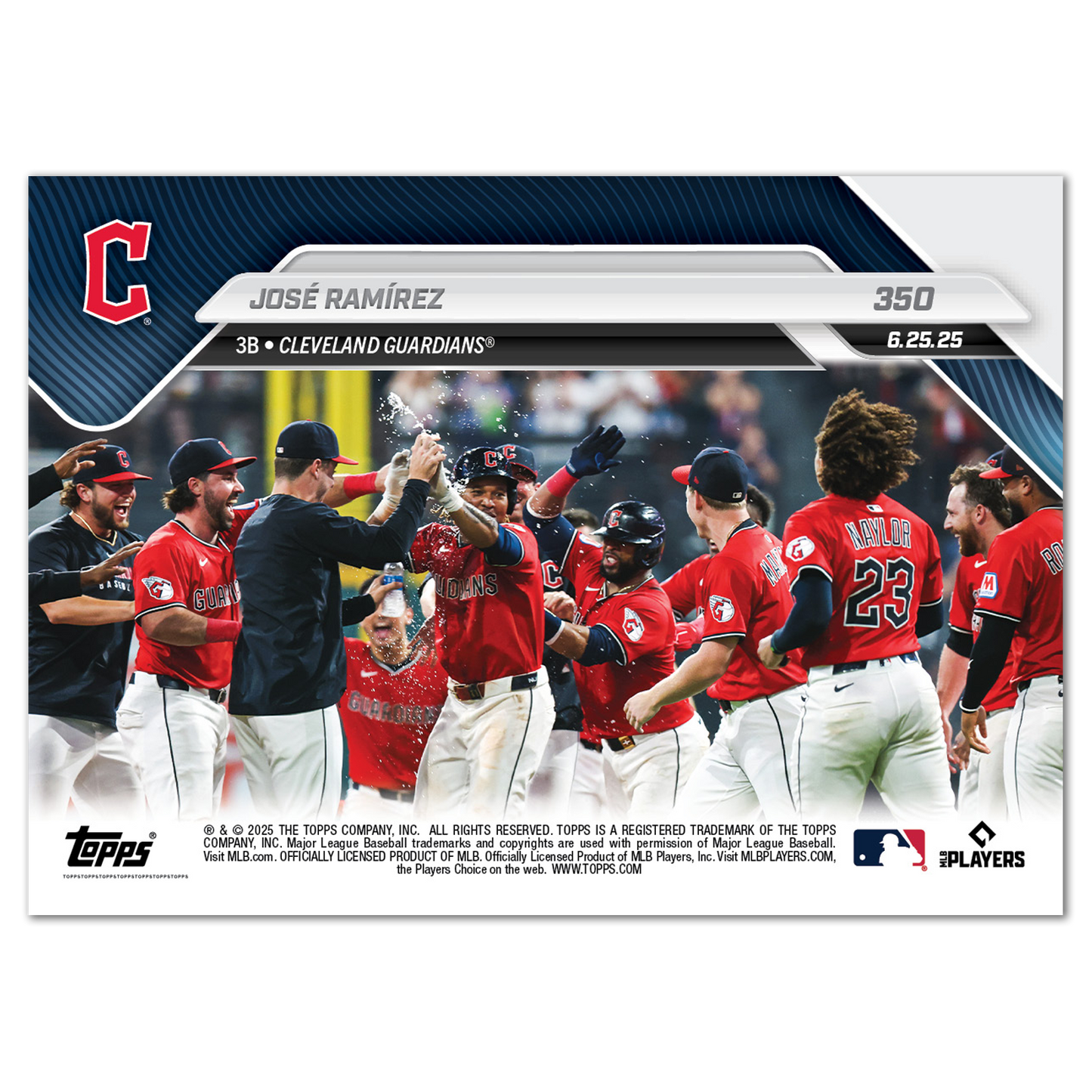 José Ramírez - 2025 MLB Topps NOW® - Card 350 - PR: 501