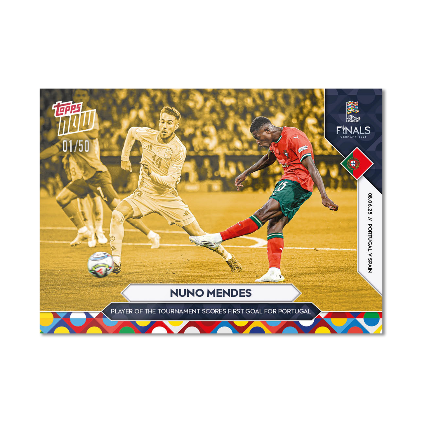 Nuno Mendes - 2025 UEFA Nations League Topps NOW® - Card 6 - PR: 421