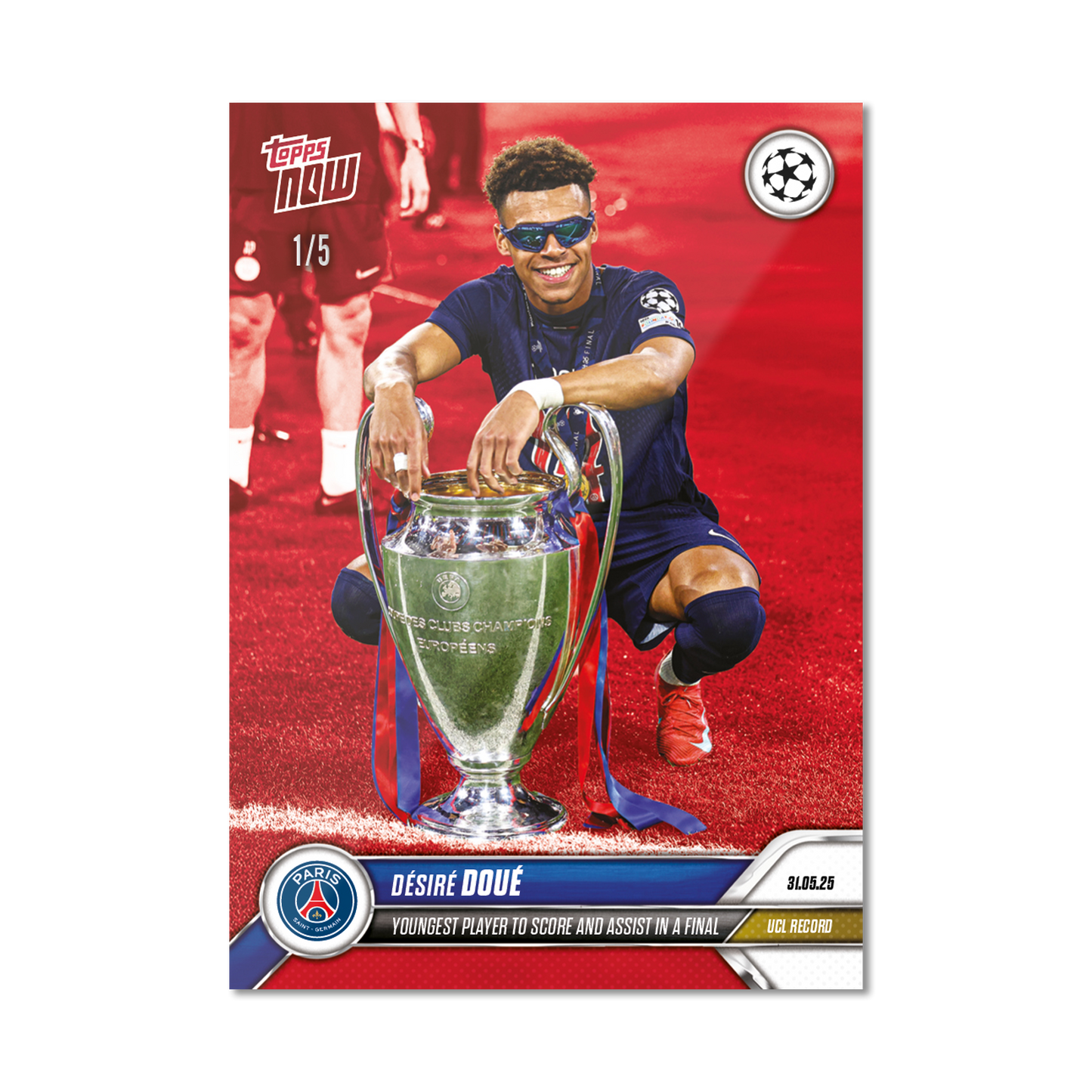 Désiré Doué - 2024-25 UCL Topps NOW® - Card 162 - LOOK FOR AUTO-RELIC - PR: 5843