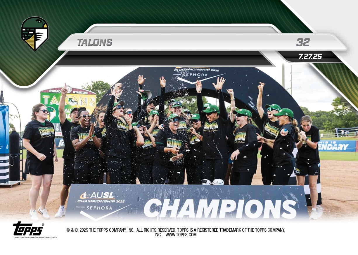 Talons - 2025 AUSL Topps NOW® - Card 32 - LOOK FOR RELICS - PR: 1205