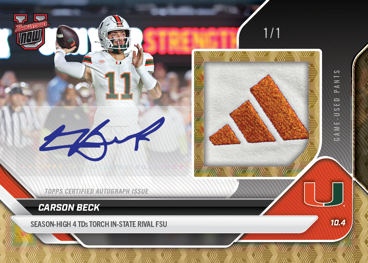 Carson Beck - 2025-26 Bowman U NOW® Football - Card 25 - PR: 1137