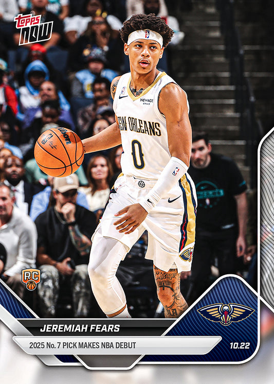 Jeremiah Fears - 2025-26 NBA Topps NOW® - Card 15 - PR: 819