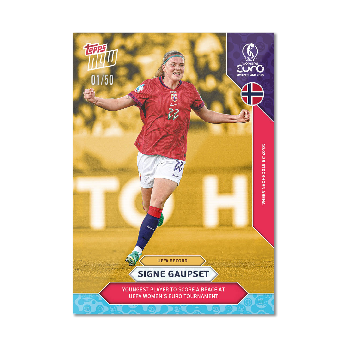 Signe Gaupset - UEFA Women’s EURO 2025™ Topps NOW®  - Card 15 - PR: 198