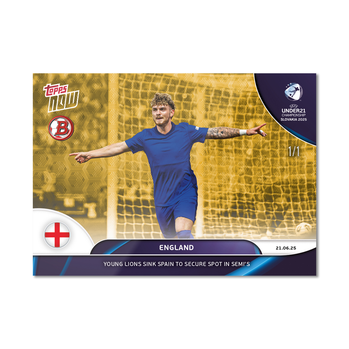 England - 2025 UEFA Euro U-21 Topps NOW® - Card 7 - PR: 94