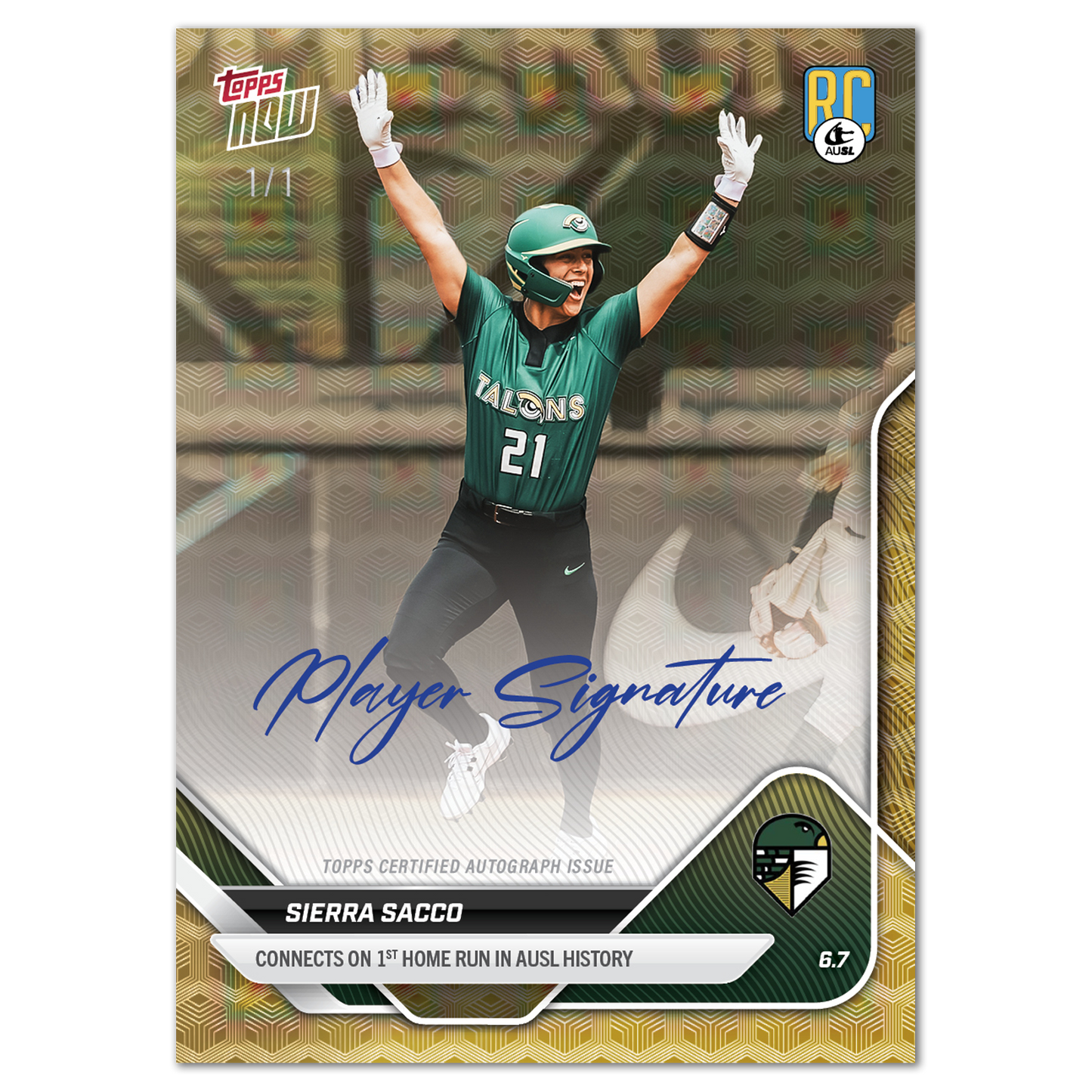 Sierra Sacco - 2025 AUSL Topps NOW® - Card 2 - LOOK FOR AUTOS - PR: 1815