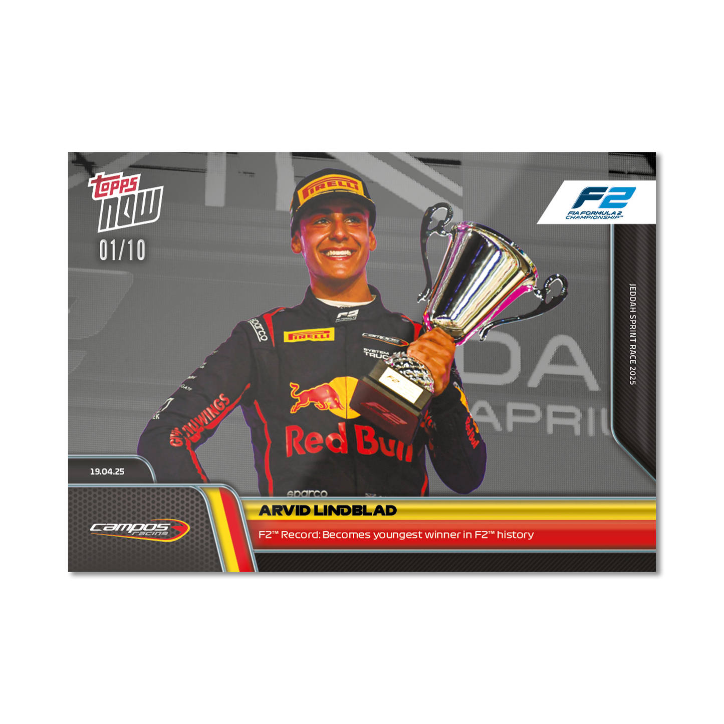 Arvid Lindblad - 2025 Formula 1® Topps NOW® - Card 32 - PR: 1075