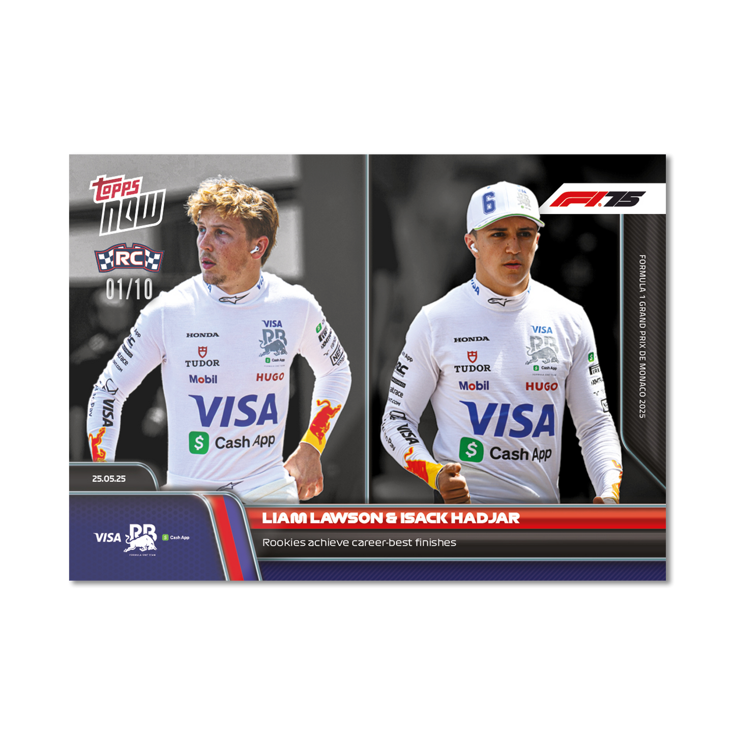 Liam Lawson & Isack Hadjar - 2025 Formula 1® Topps NOW® - Card 40 - PR: 991