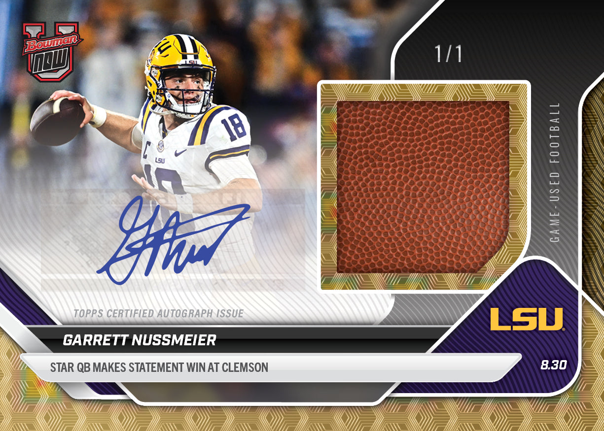 Garrett Nussmeier - 2025-26 Bowman U NOW® Football - Card 3 - LOOK FOR RELICS & AUTO-RELIC - PR: 3021