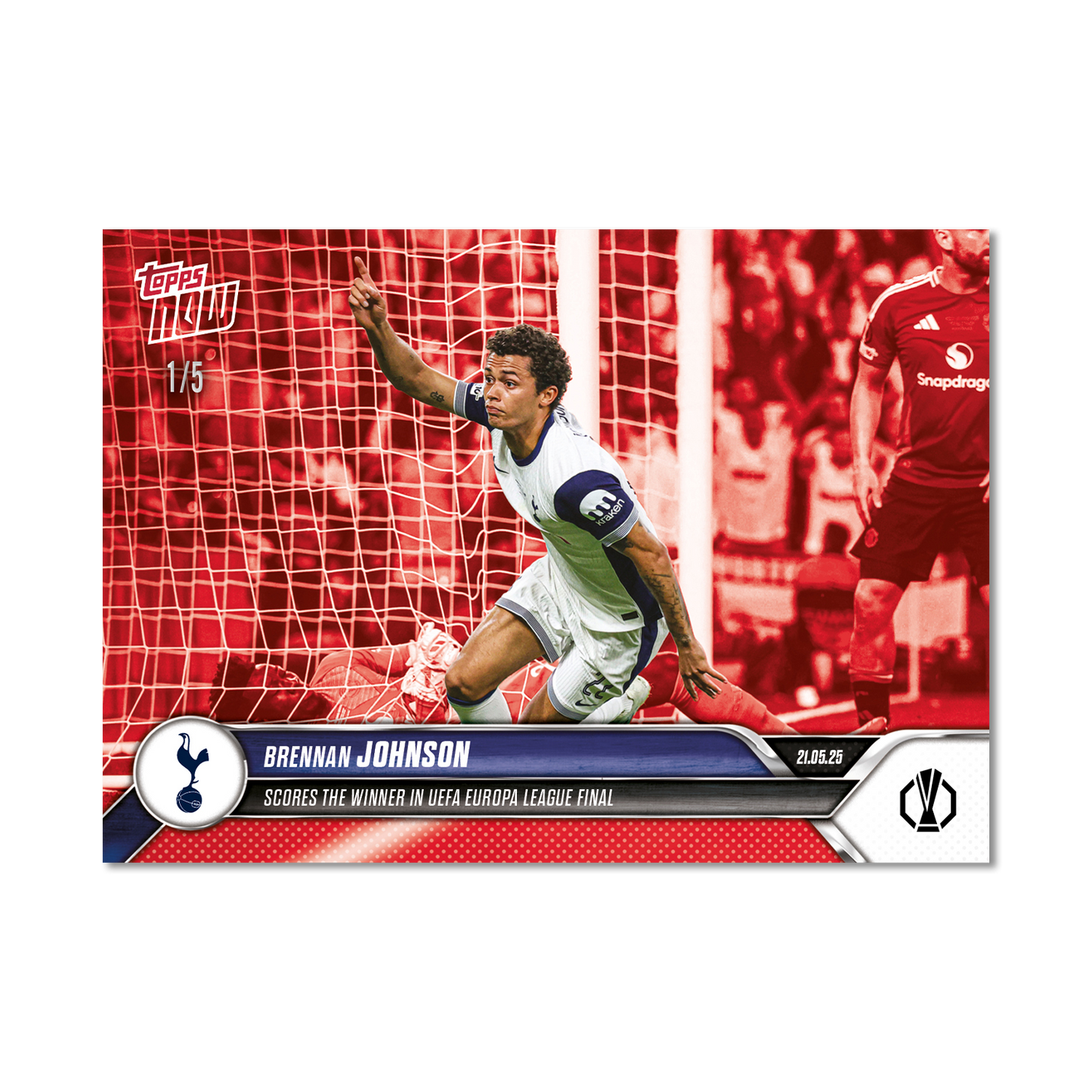 Brennan Johnson - 2024-25 UEL Topps NOW® Card 36 - LOOK FOR RELIC AND AUTO-RELIC - PR: 1925