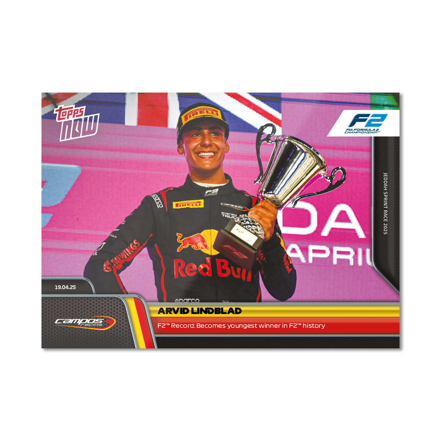 Arvid Lindblad - 2025 Formula 1® Topps NOW® - Card 32 - PR: 1075