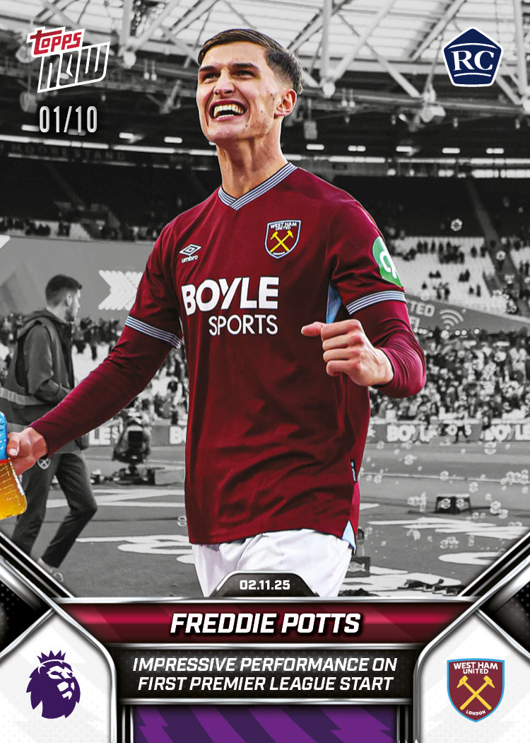 Freddie Potts - 2025-26 Premier League Topps NOW® - Card 50