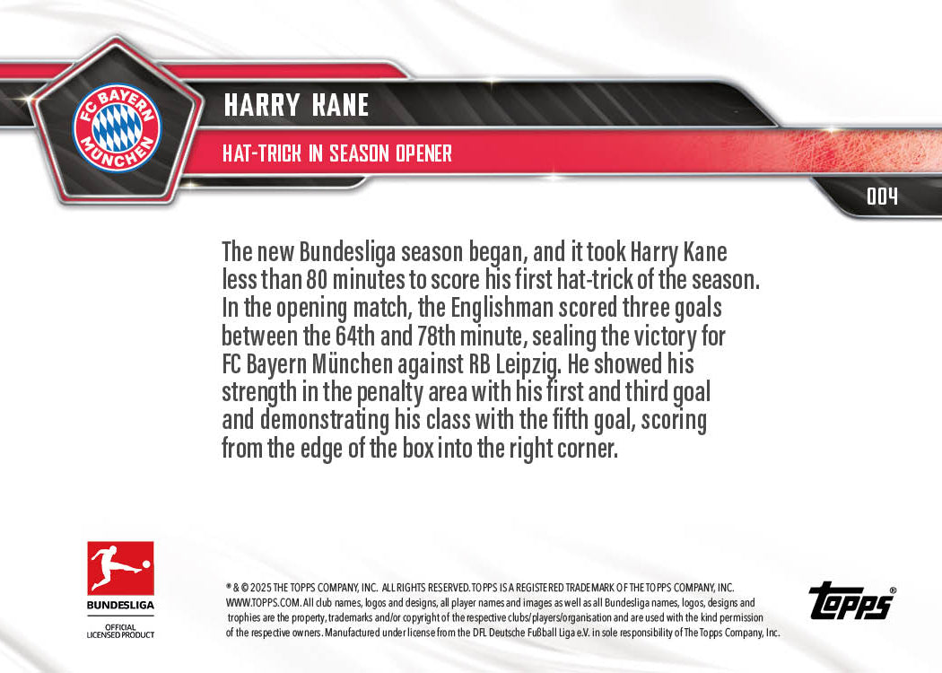Harry Kane - 2025-26 Bundesliga Topps NOW® Card 4 - PR: 424