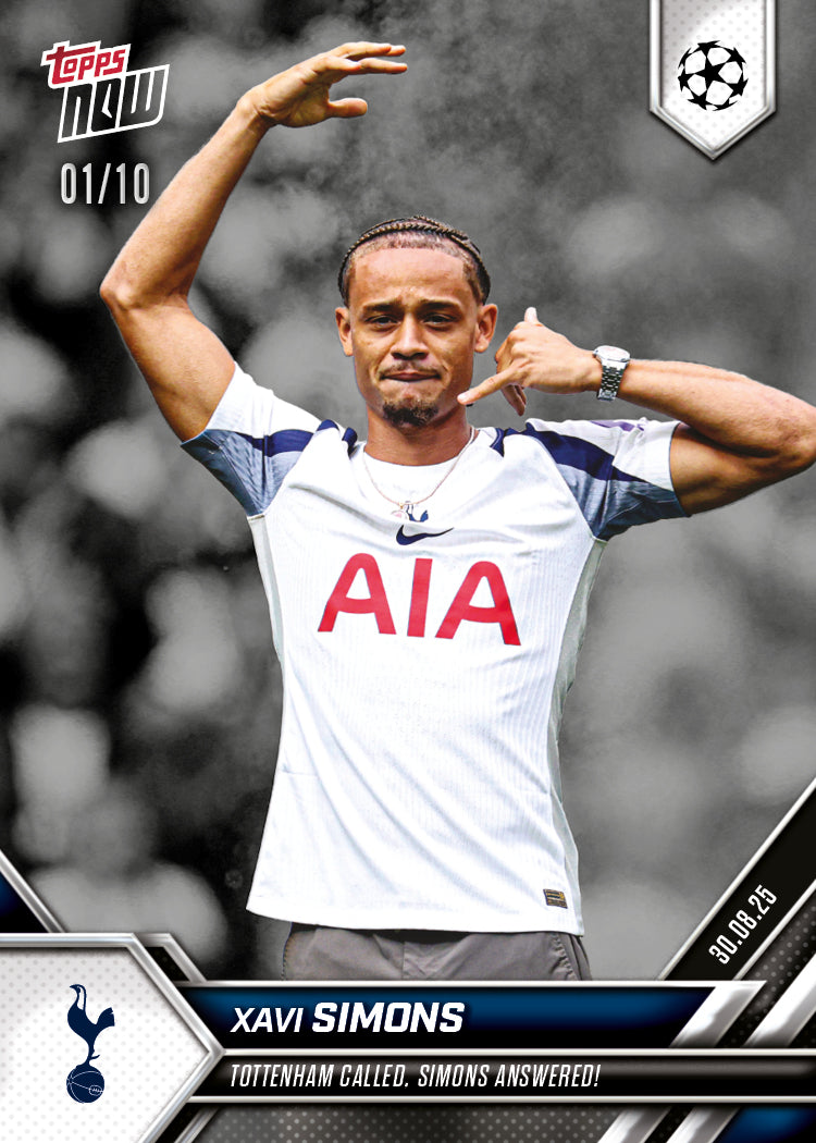 Xavi Simons - 2025-26 UCL Topps NOW® Card 6 - PR: 896