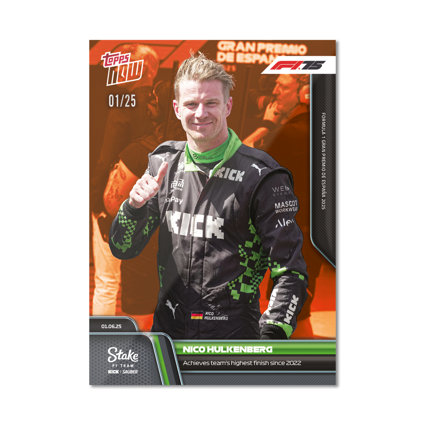 Nico Hulkenberg - 2025 Formula 1® Topps NOW® - Card 42 - PR: 753