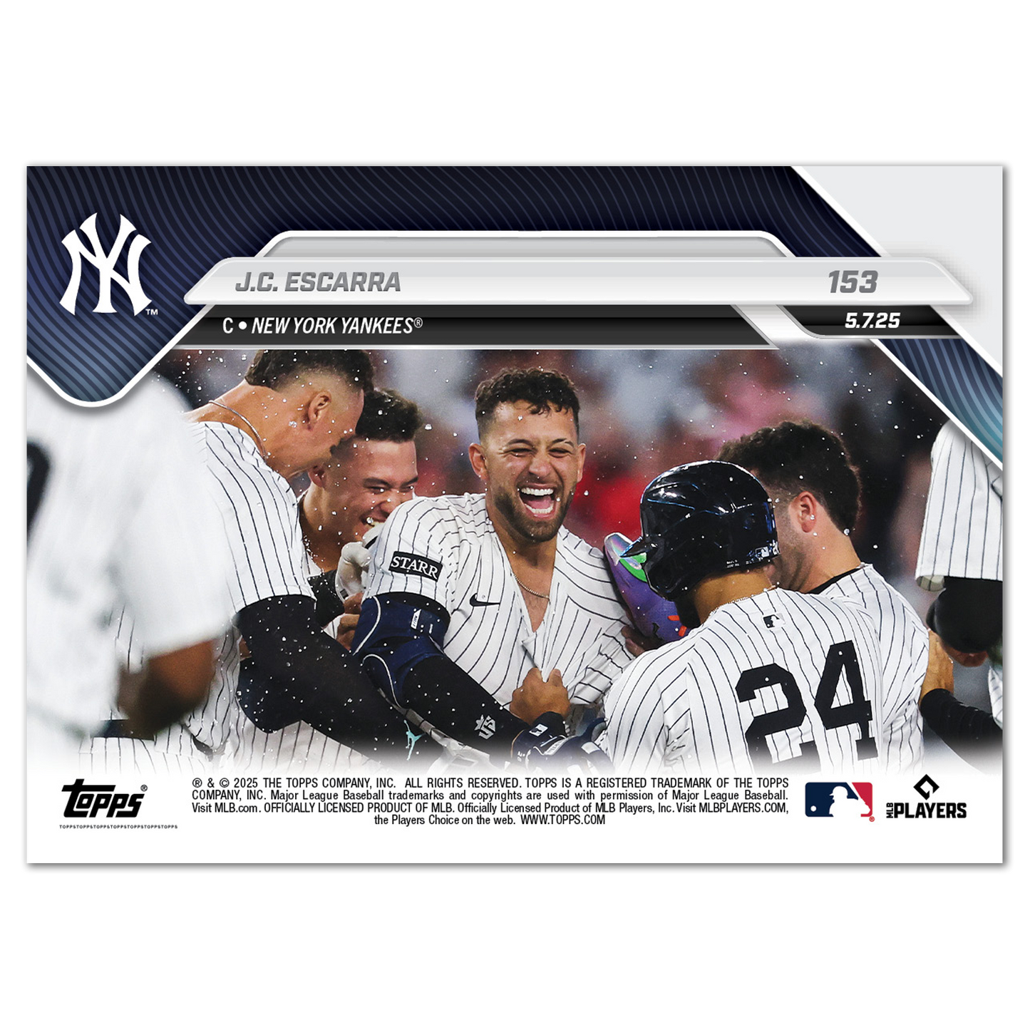 J.C. Escarra - 2025 MLB Topps NOW® - Card 153 - PR: 1247