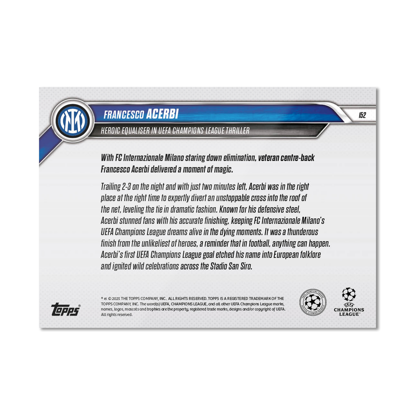 Francesco Acerbi - 2024-25 UCL Topps NOW® - Card 152