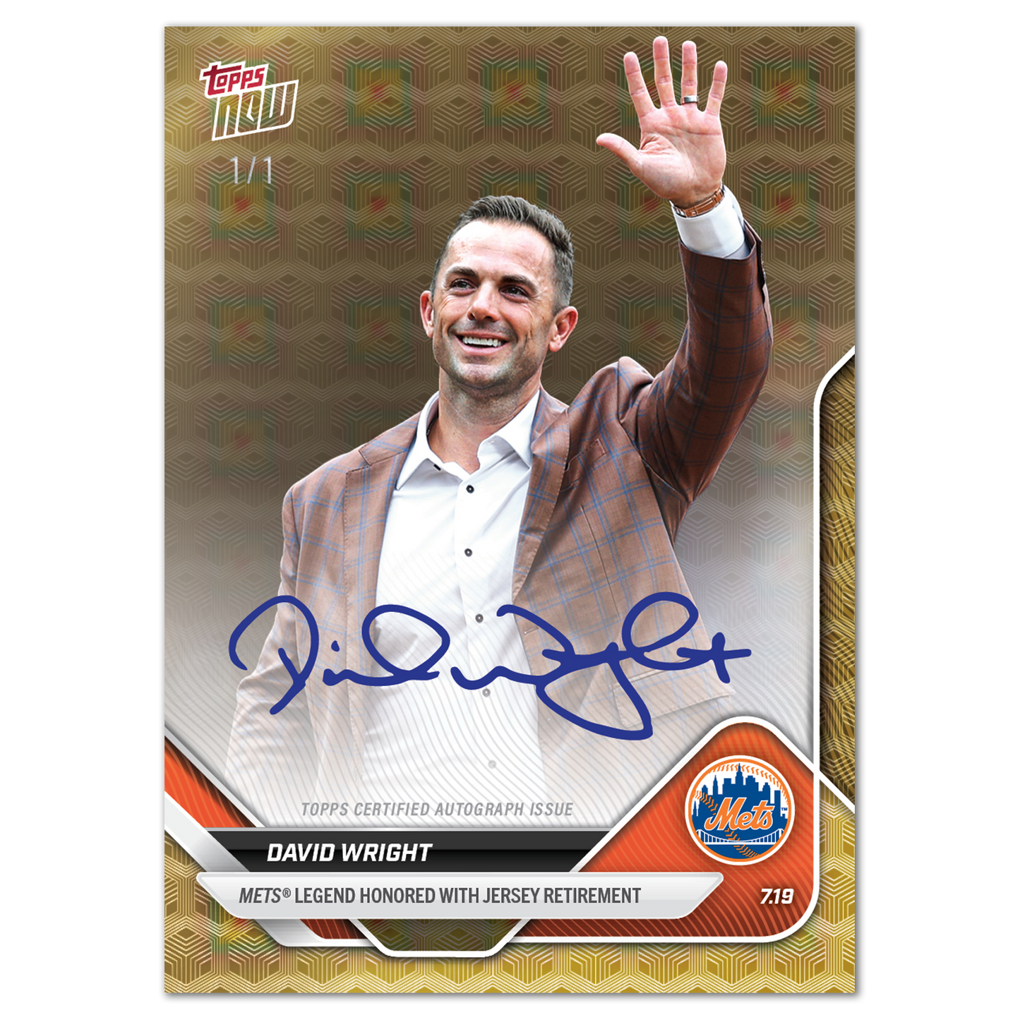 David Wright - 2025 MLB Topps NOW® - Card 439 - LOOK FOR AUTOS - PR: 3314