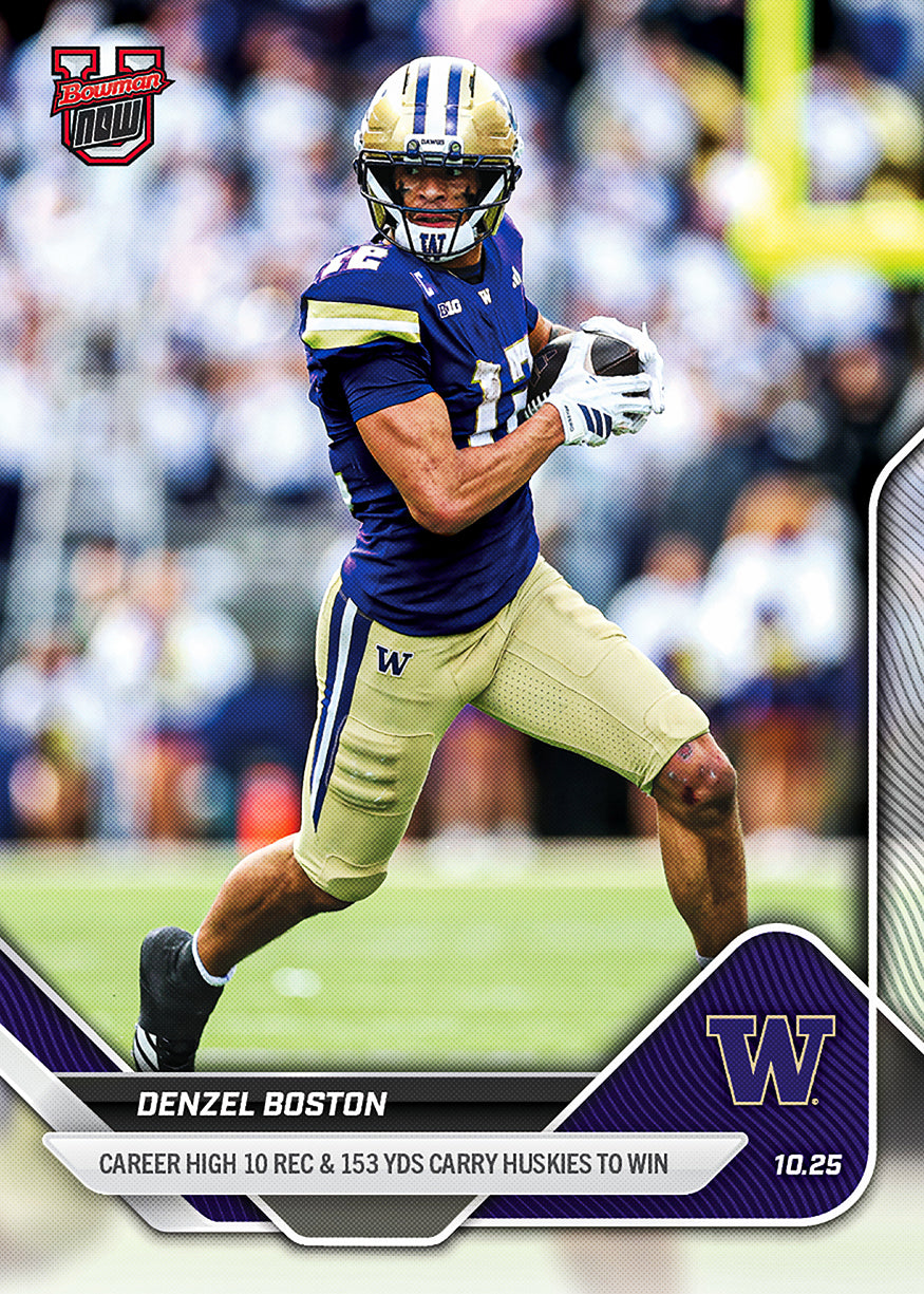 Denzel Boston - 2025-26 Bowman U NOW® Football - Card 35 - PR: 262