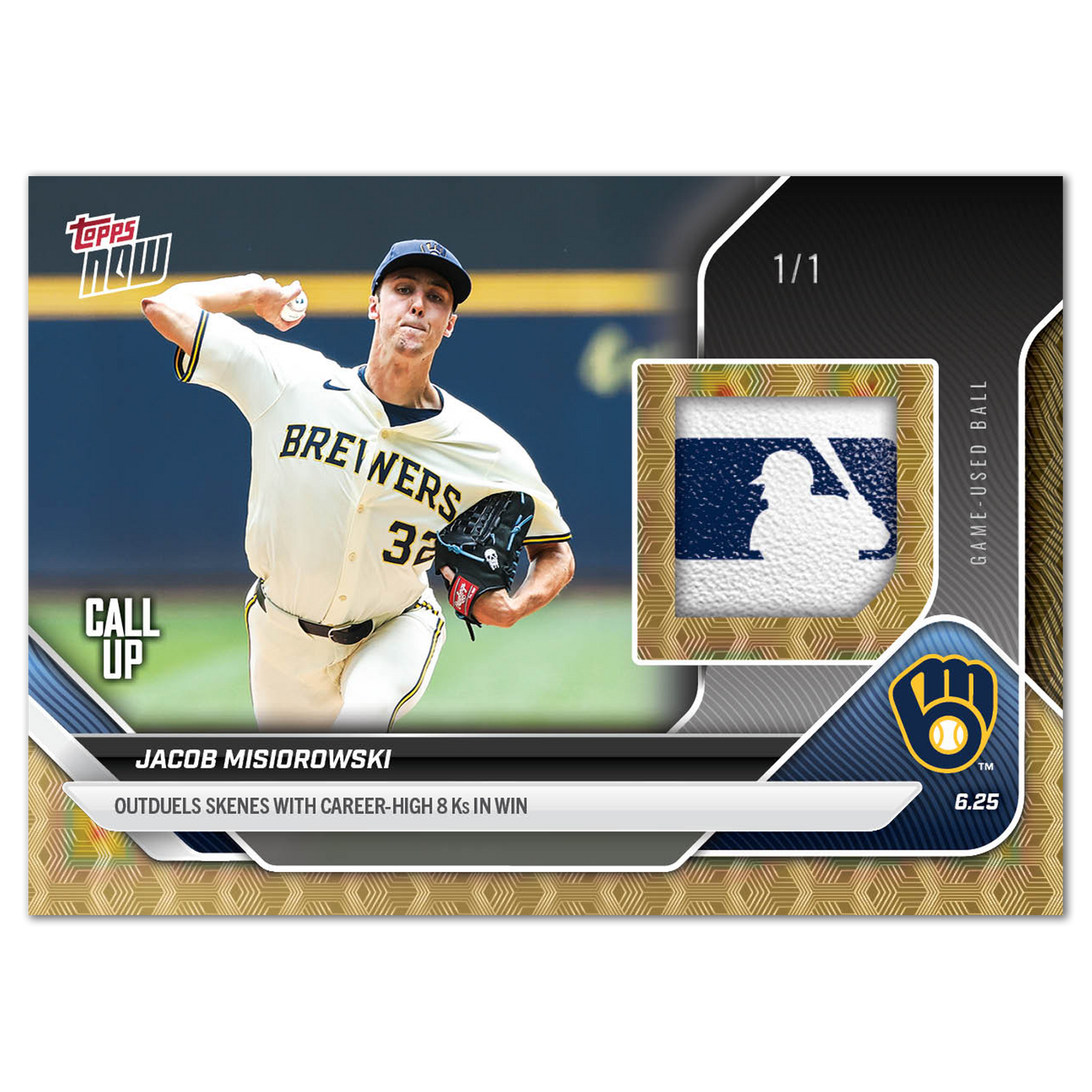 Jacob Misiorowski - 2025 MLB Topps NOW® - Card 349 - LOOK FOR RELICS - PR: 8560