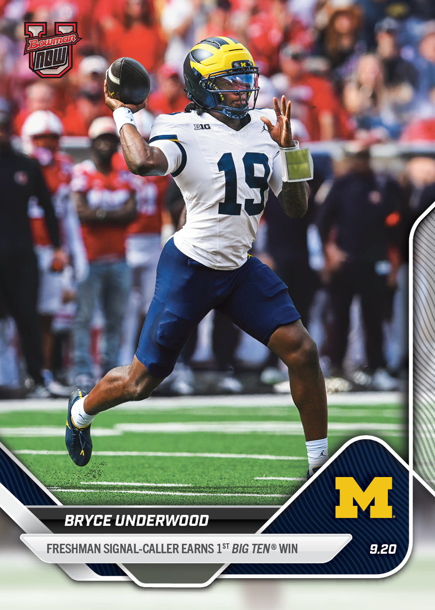 Bryce Underwood - 2025-26 Bowman U NOW® Football - Card 15 - PR: 2226