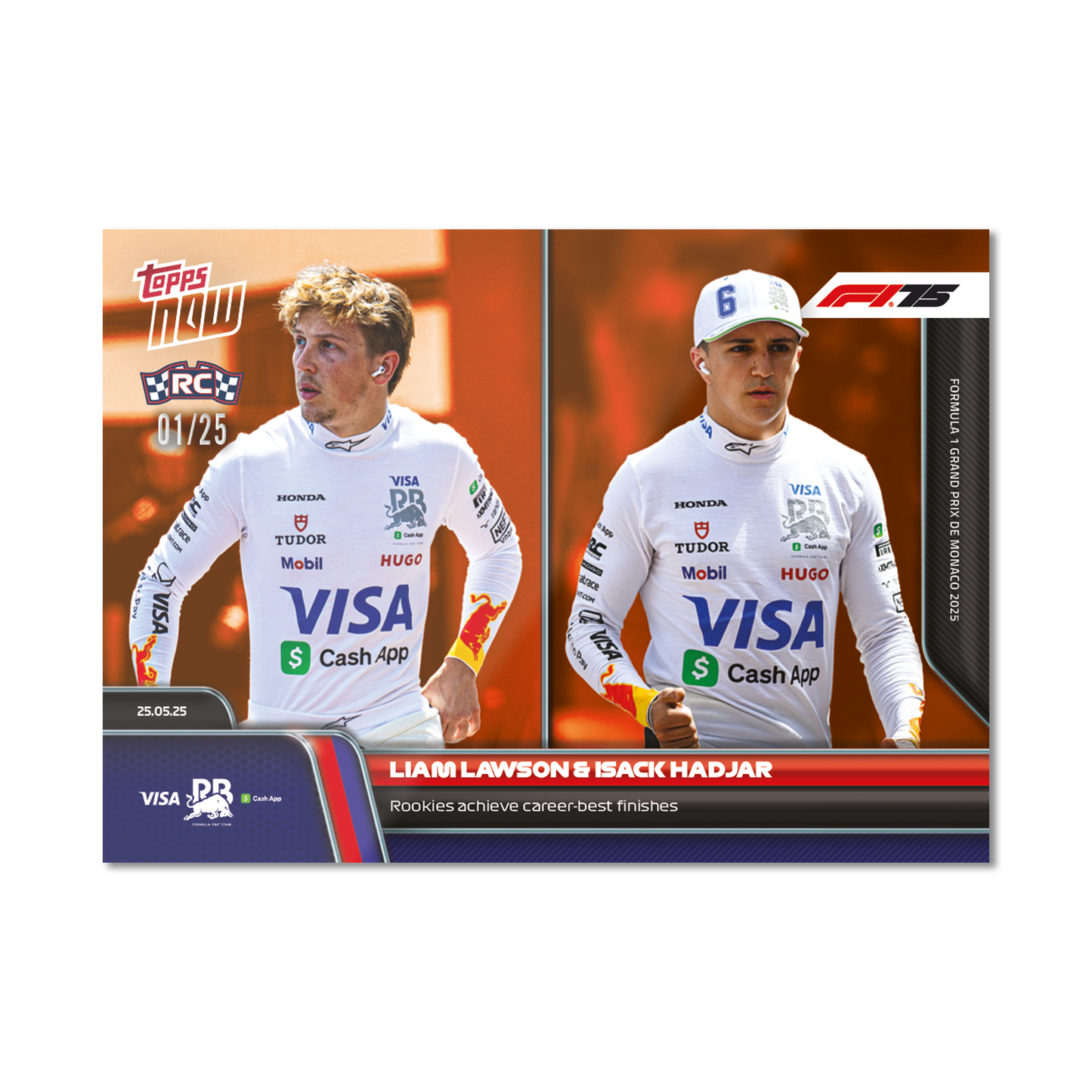 Liam Lawson & Isack Hadjar - 2025 Formula 1® Topps NOW® - Card 40 - PR: 991