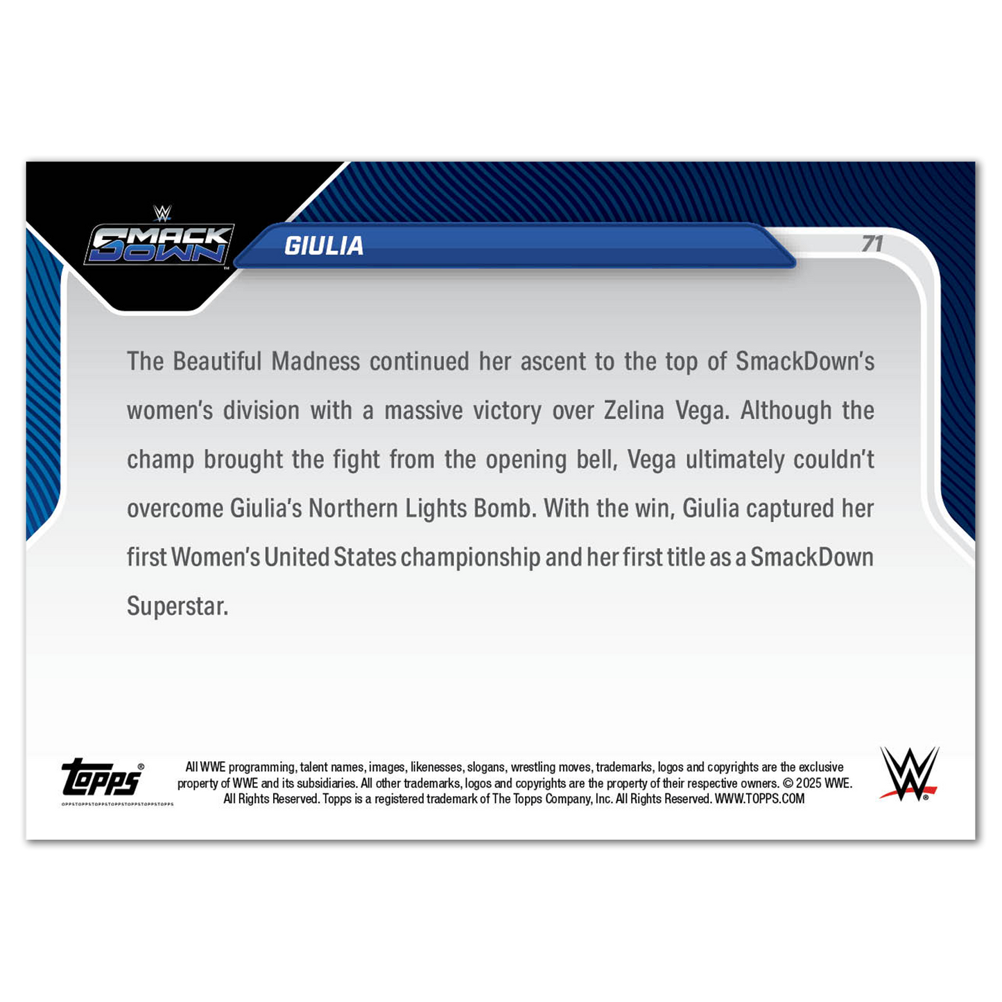 Giulia - 2025 WWE Topps NOW® - Card 71 - PR: 1547