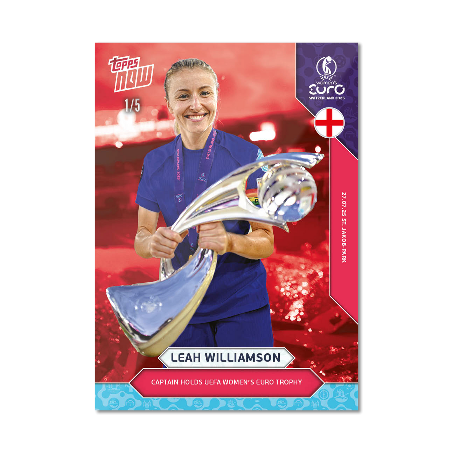 Leah Williamson - UEFA Women’s EURO 2025™ Topps NOW® - Card 27 - LOOK FOR AUTO - PR: 915