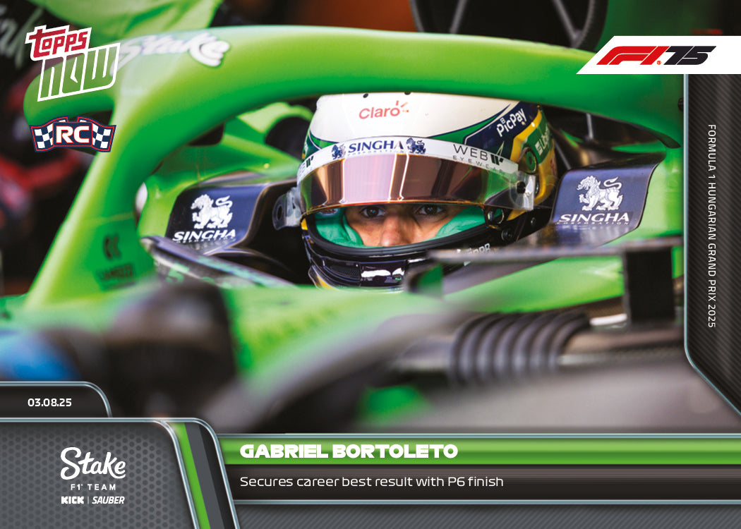 Gabriel Bortoleto - 2025 Formula 1® Topps NOW® - Card 56 - PR: 1394
