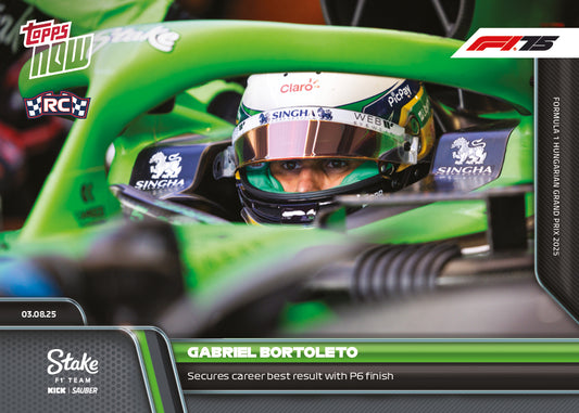 Gabriel Bortoleto - 2025 Formula 1® Topps NOW® - Card 56 - PR: 1394